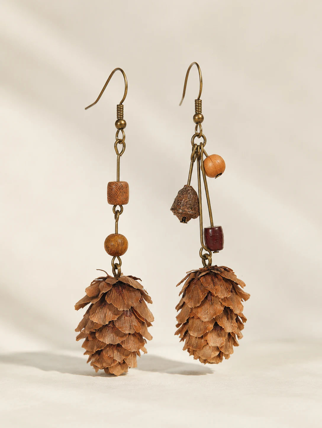 Asymmetrical Woodland Cone Earrings — hero view