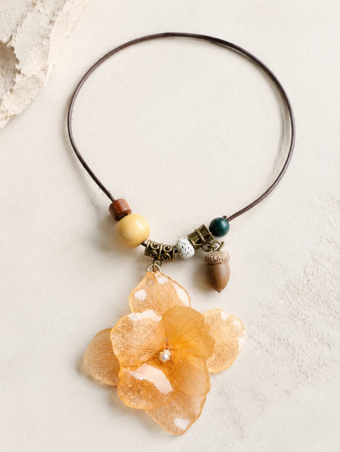 Champagne Petal Cluster Necklace — close detail view