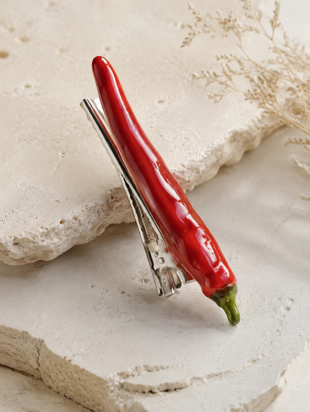 Red Pod Hair Clip — detail view