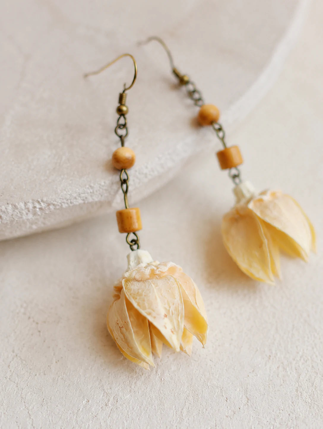 Textured Husk Drop Earrings — detail view