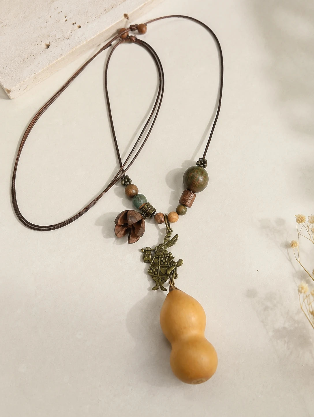Golden Gourd-Silhouette Necklace — close detail view
