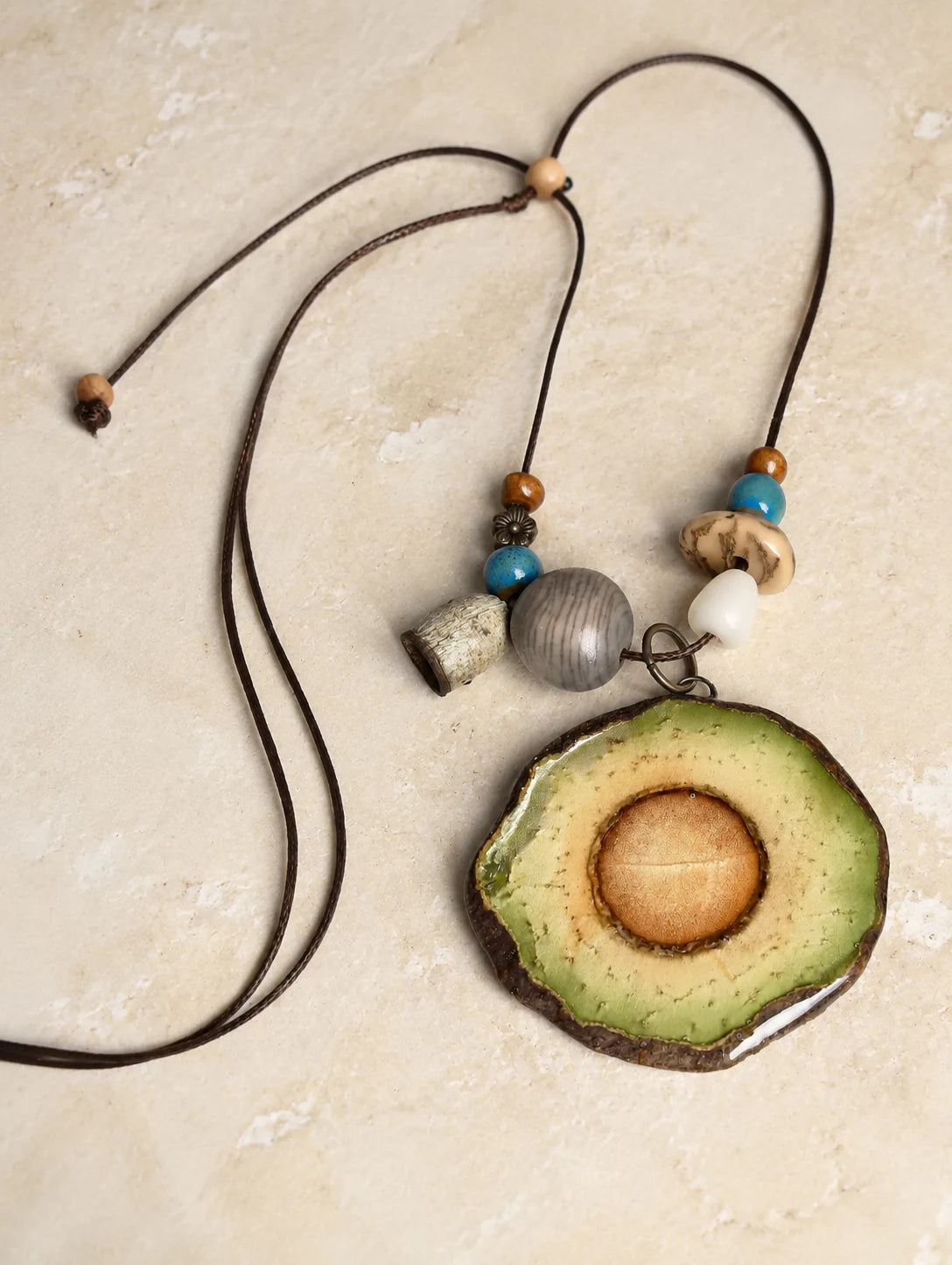 Green Slice Pendant Necklace — detail view