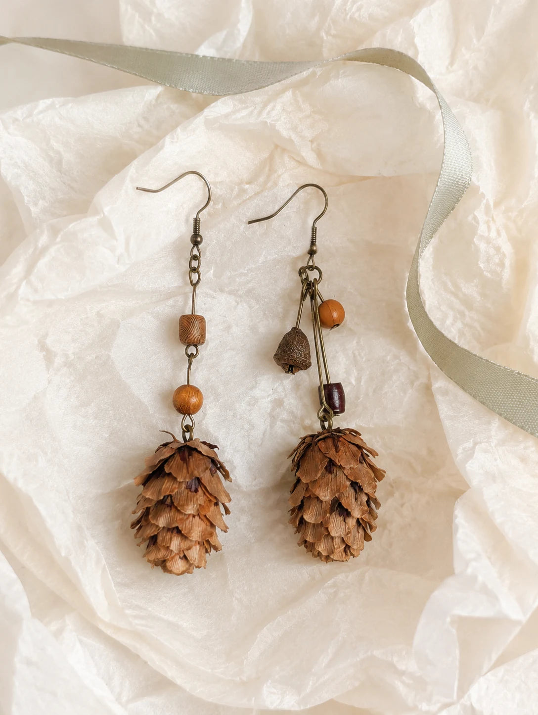 Asymmetrical Woodland Cone Earrings — gift styling