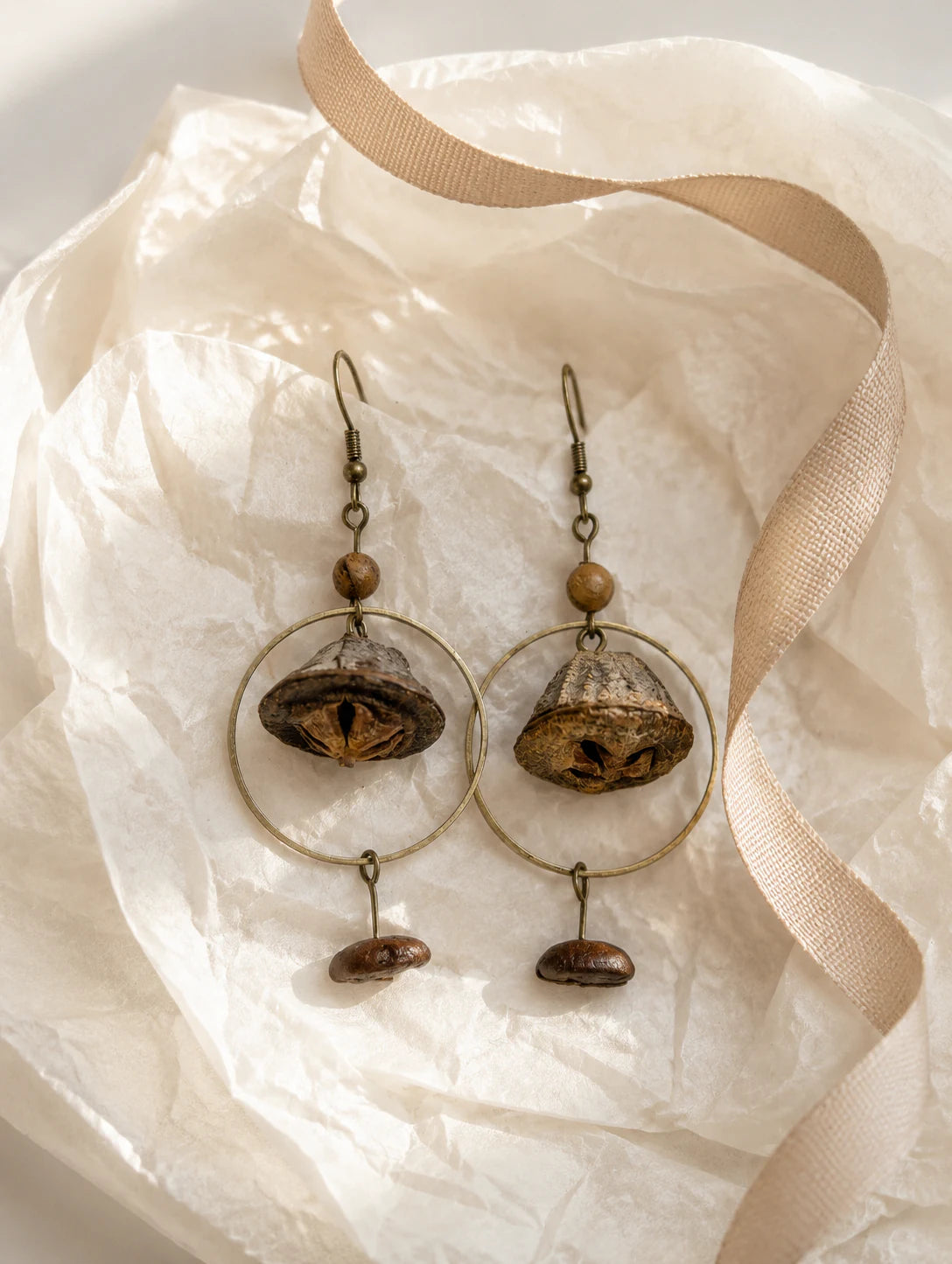 Bell Pod and Bean-Silhouette Earrings — gift styling