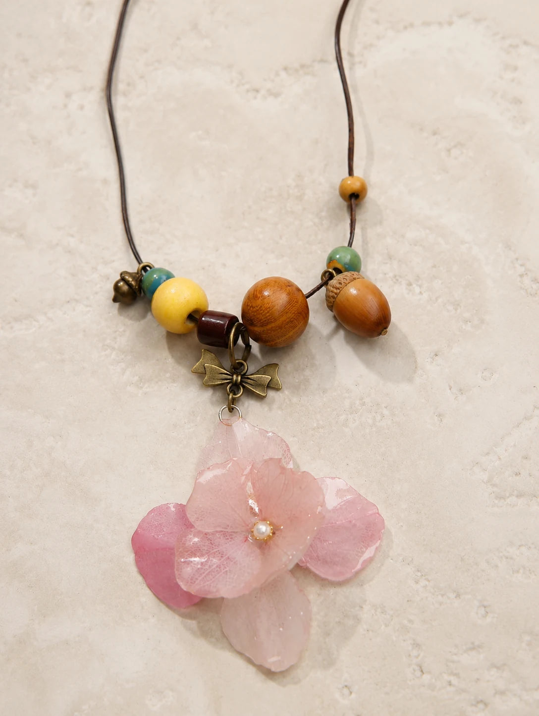Blush Petal Cluster Necklace — close detail view