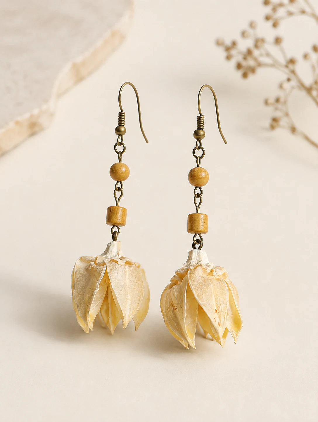 Textured Husk Drop Earrings — hero view