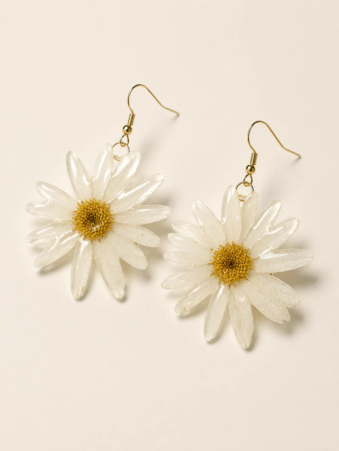 Cream Petal Drop Earrings — alternate angle