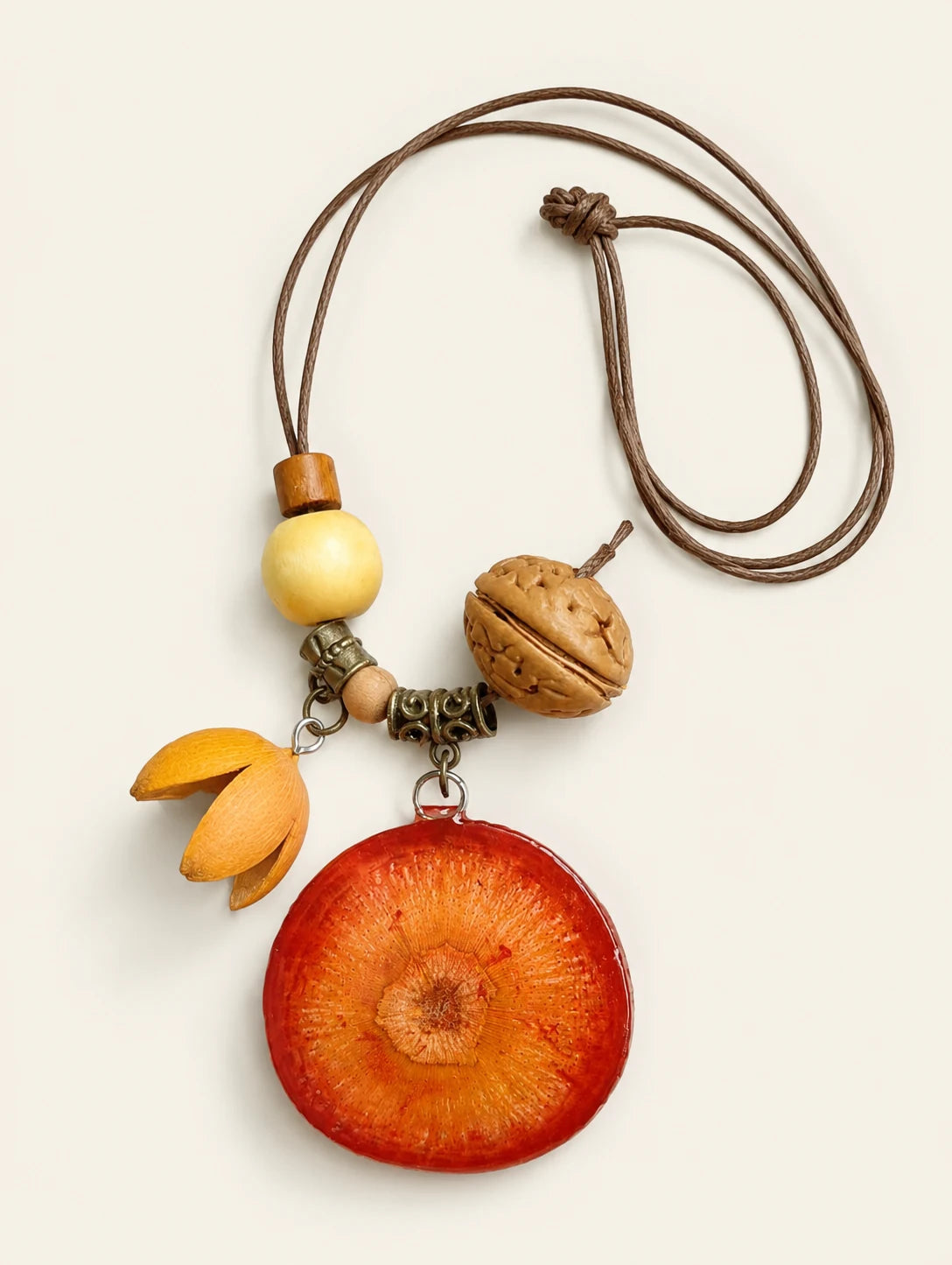 Deep Orange Slice Necklace — second product angle