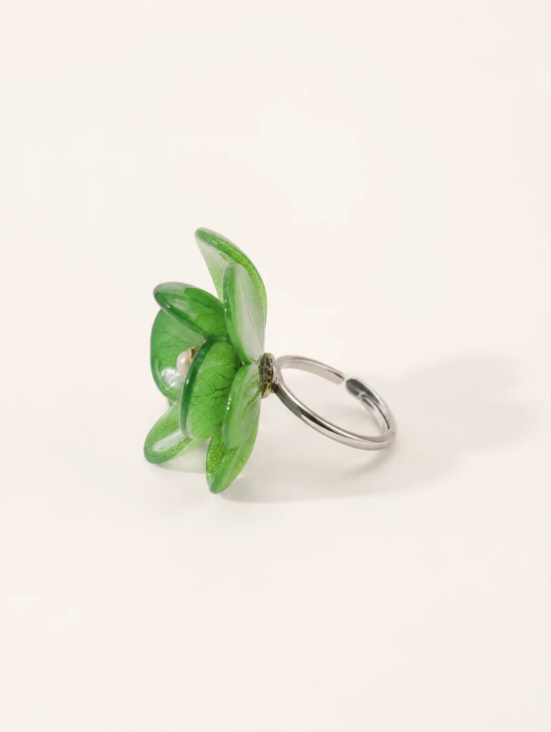 Forest Green Petal Cluster Ring — second product angle