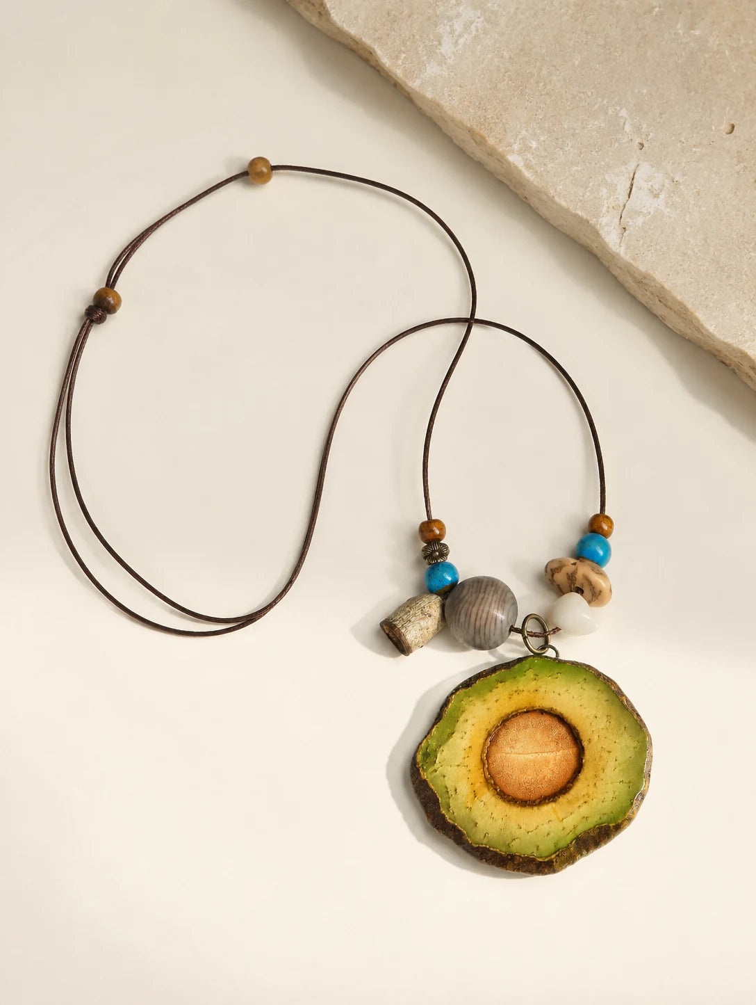 Green Slice Pendant Necklace — alternate angle