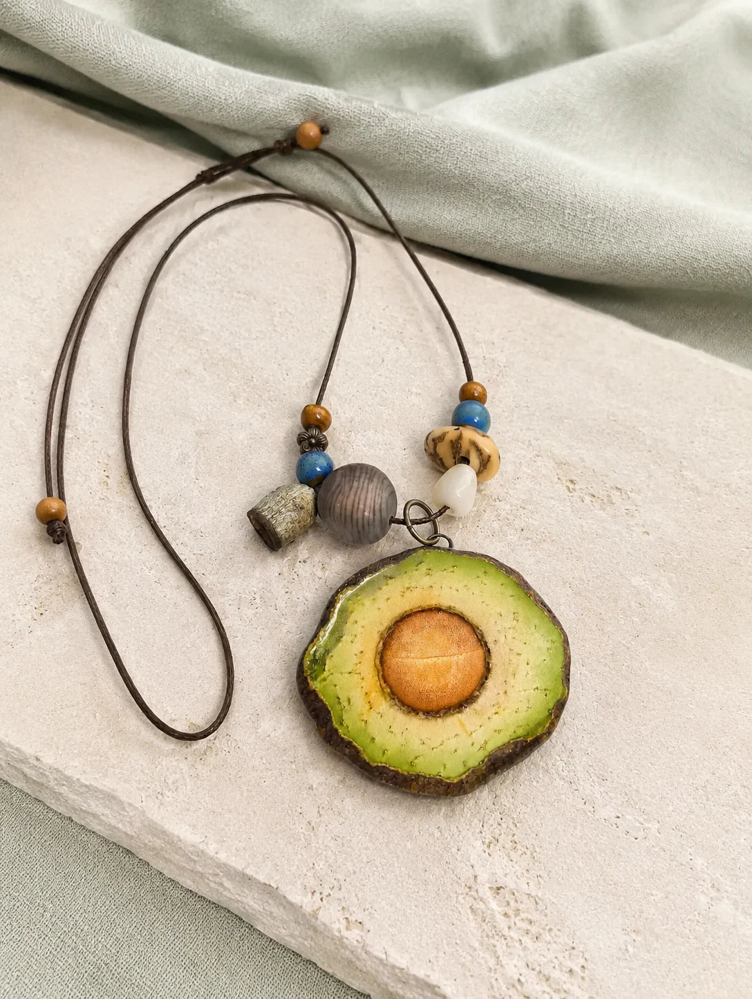 Green Slice Pendant Necklace — styled view