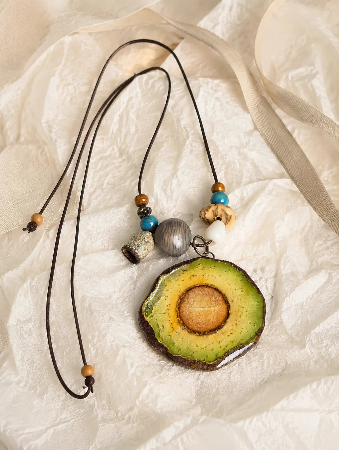 Green Slice Pendant Necklace — gift styling