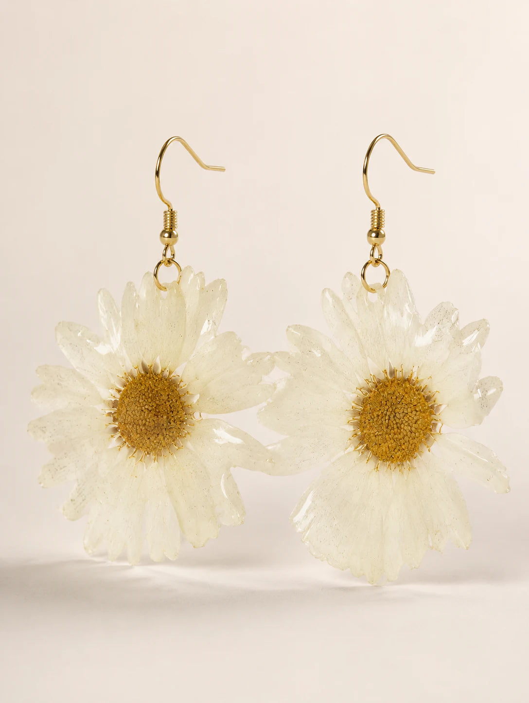 Large White Petal Drop Earrings — hero view