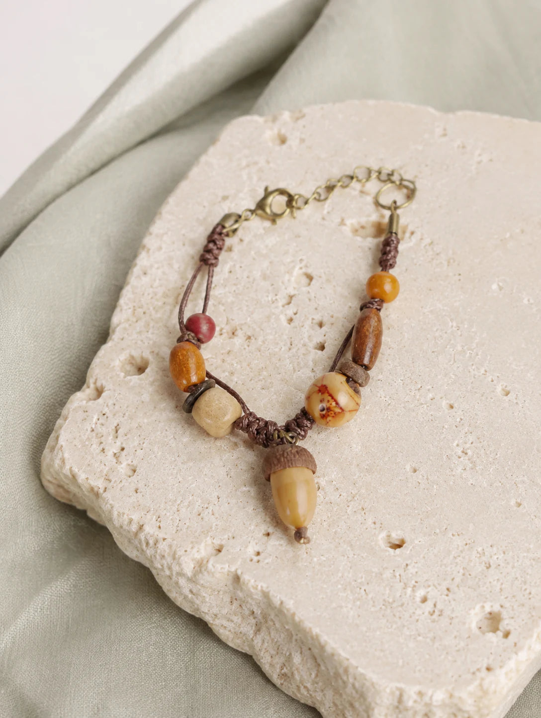 Light Woodland Seed Bracelet — styled view