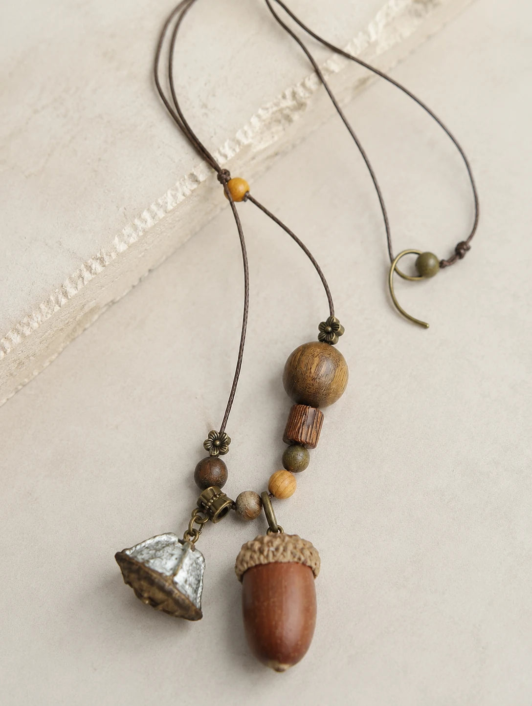 Long Acorn Cluster Necklace — second product angle