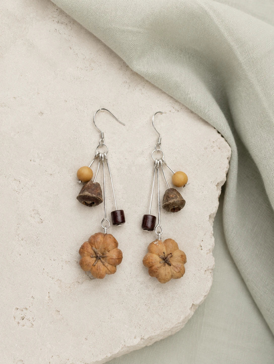 Mini Harvest Drop Earrings — styled view