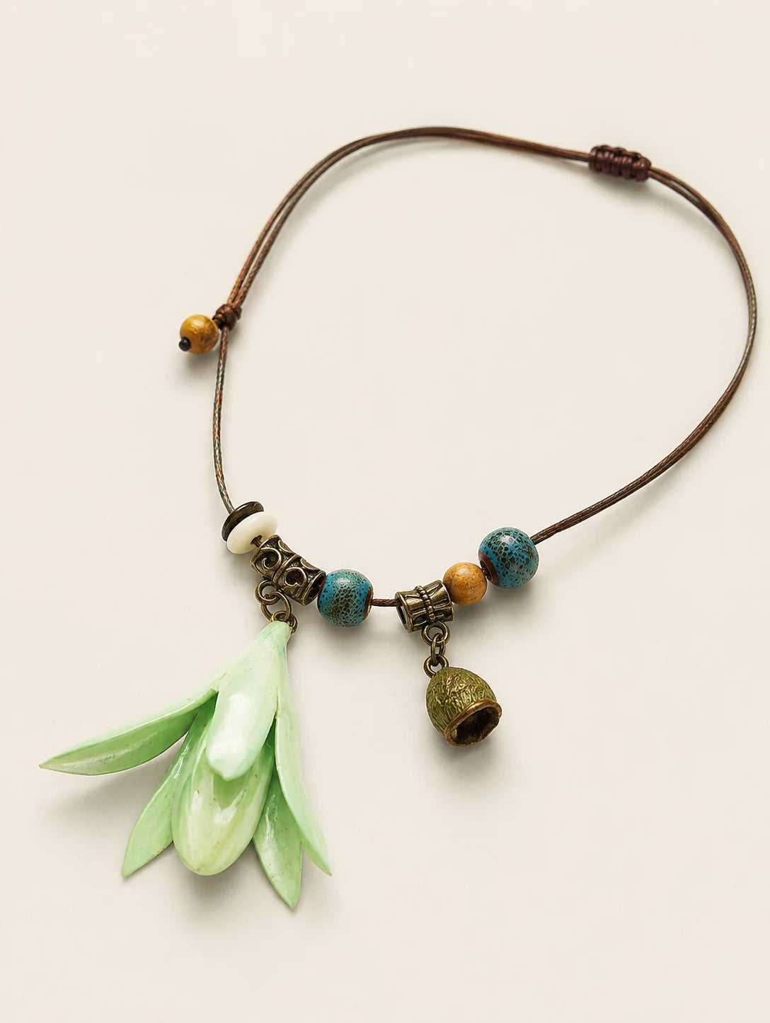 Mint Bell Petal Pendant Necklace — second product angle