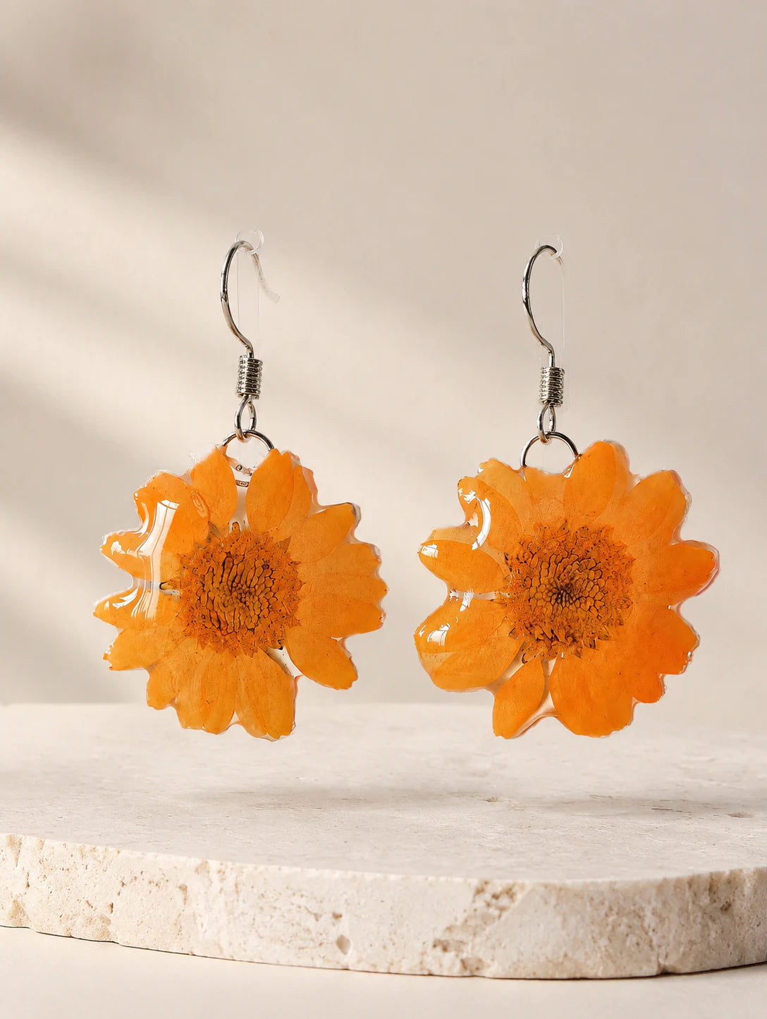 Orange Petal Drop Earrings — hero view