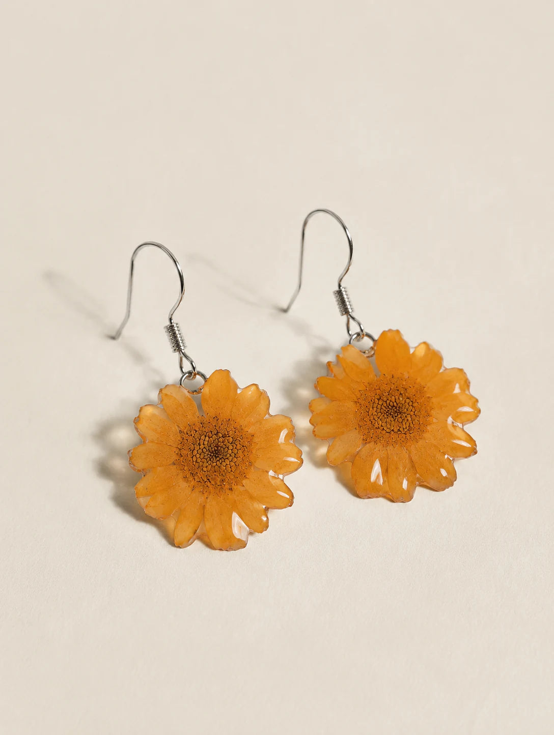 Orange Petal Drop Earrings — alternate angle