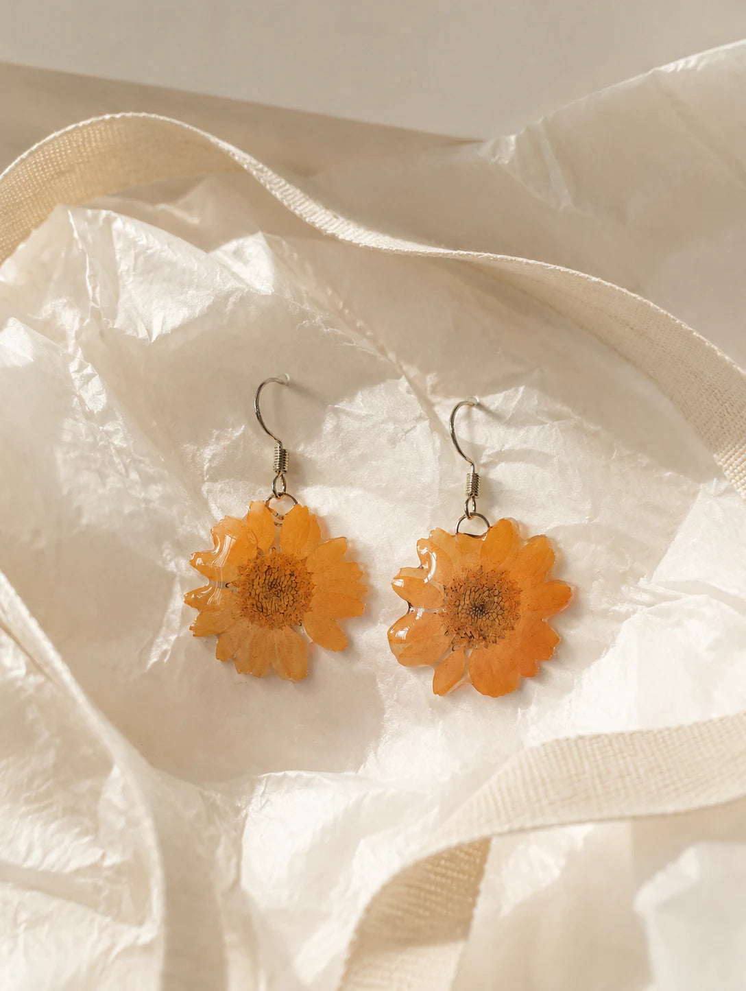 Orange Petal Drop Earrings — gift styling