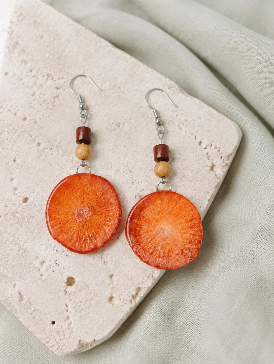 Orange Slice Drop Earrings — styled view