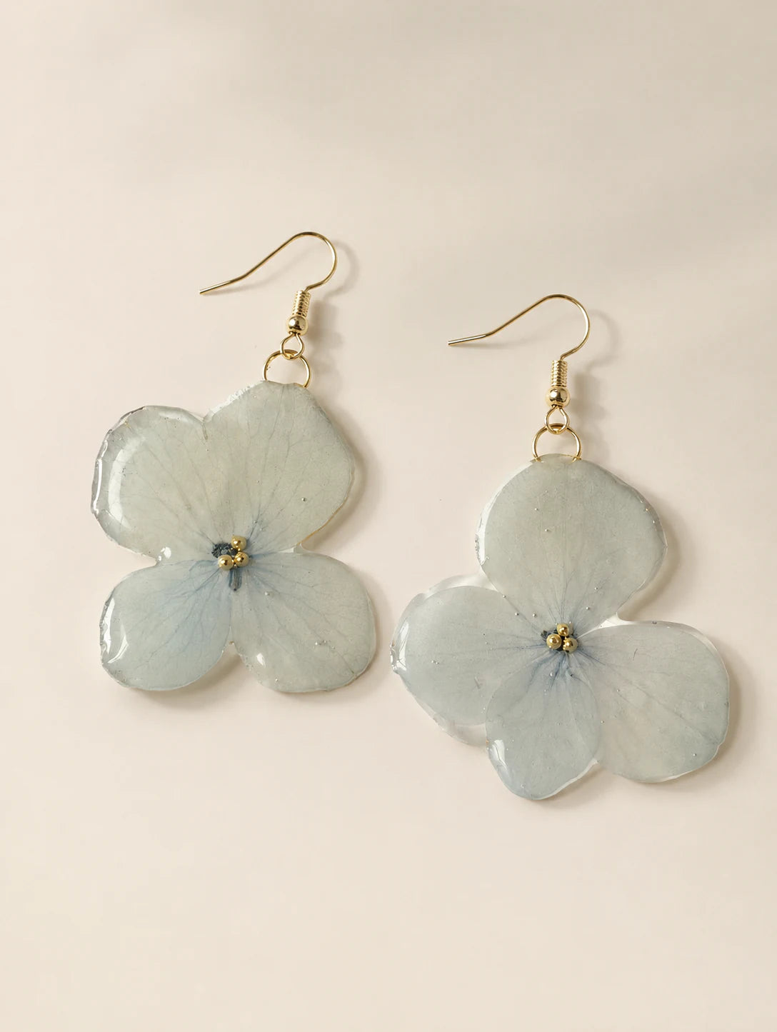 Pale Blue Cluster Petal Earrings — hero view