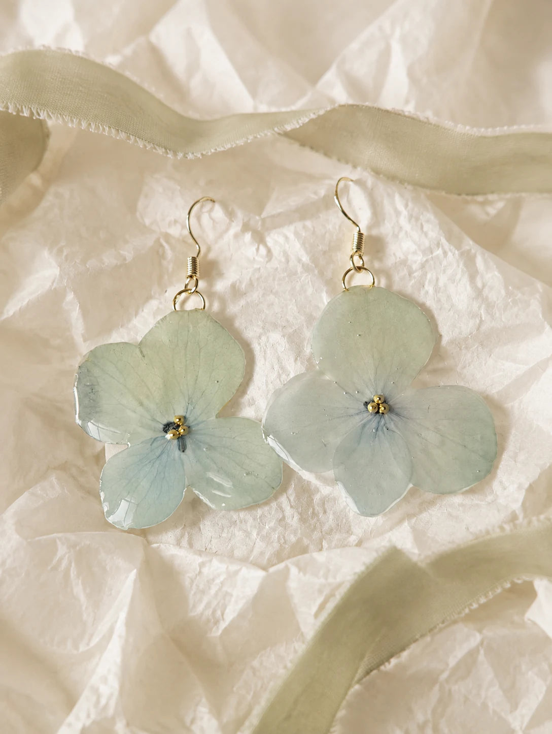 Pale Blue Cluster Petal Earrings — gift styling