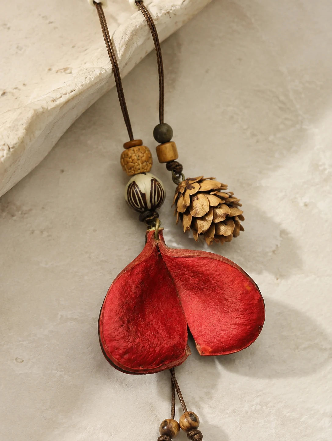 Red Heart-Shaped Pendant Necklace — detail view