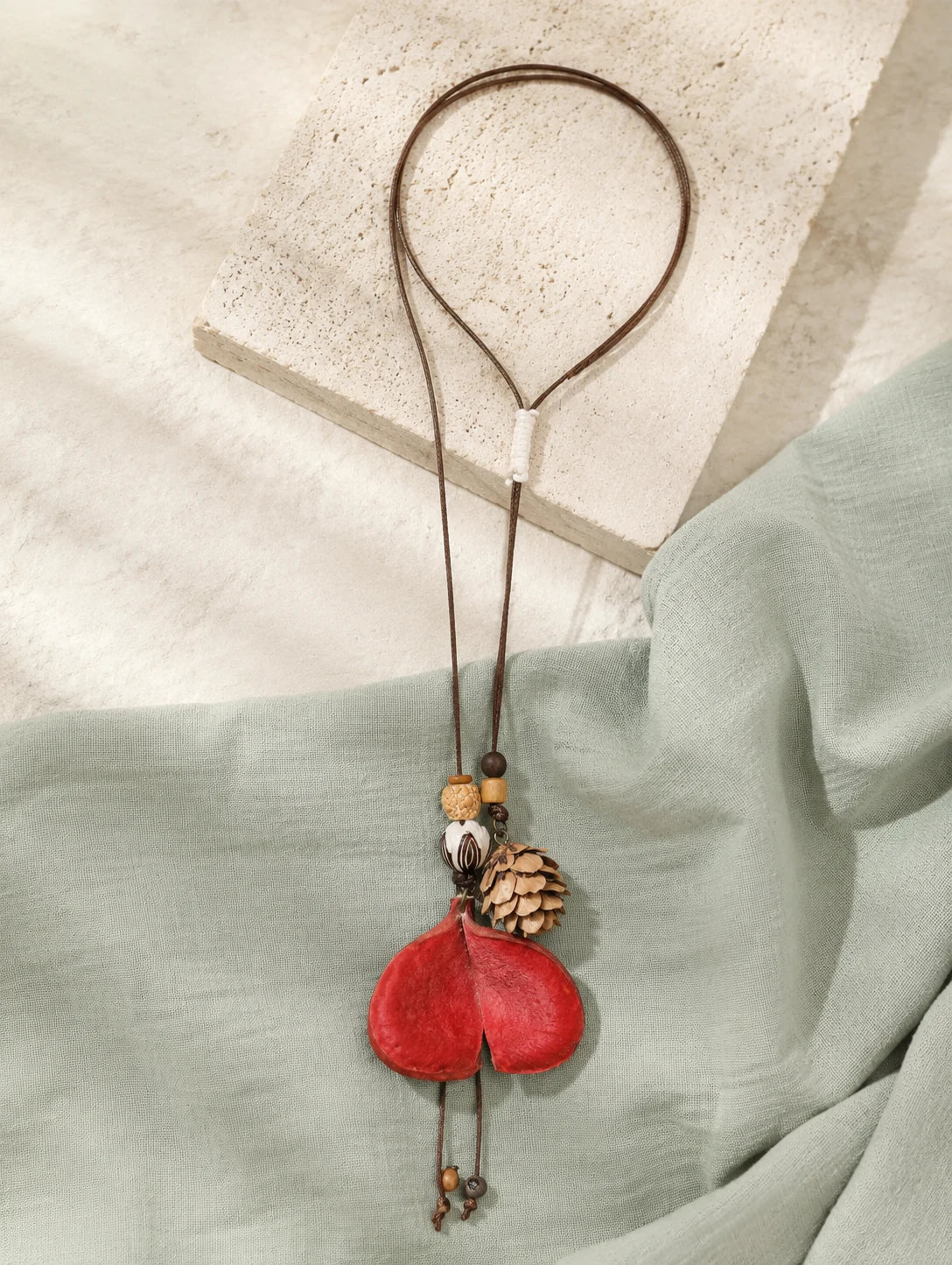 Red Heart-Shaped Pendant Necklace — styled view