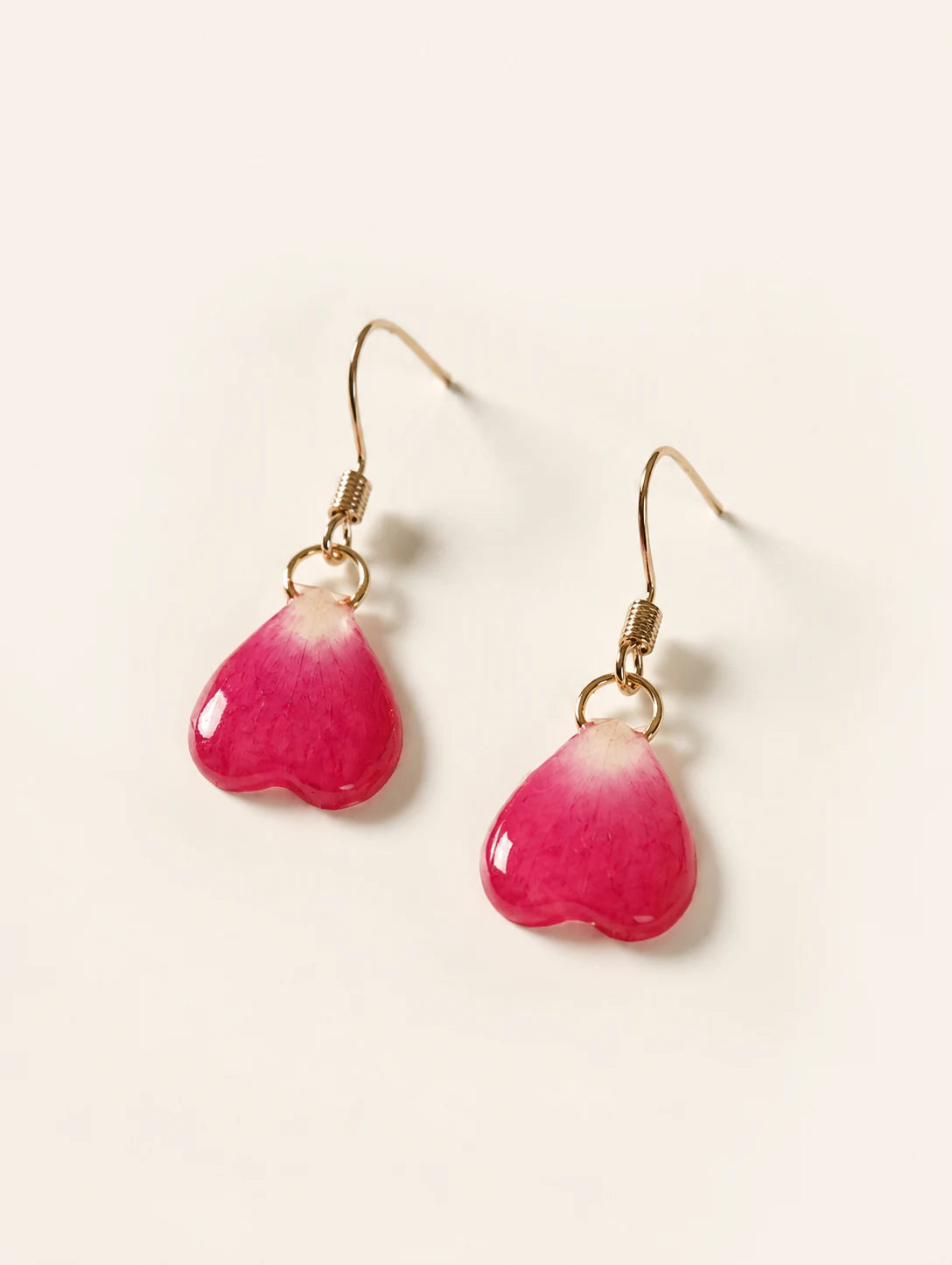 Burgundy Heart Petal Drop Earrings — hero view