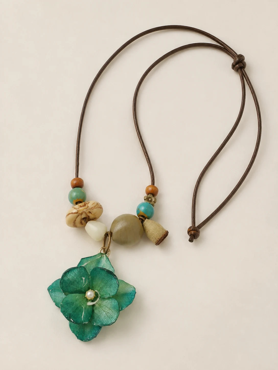 Teal Petal Cluster Necklace — second product angle