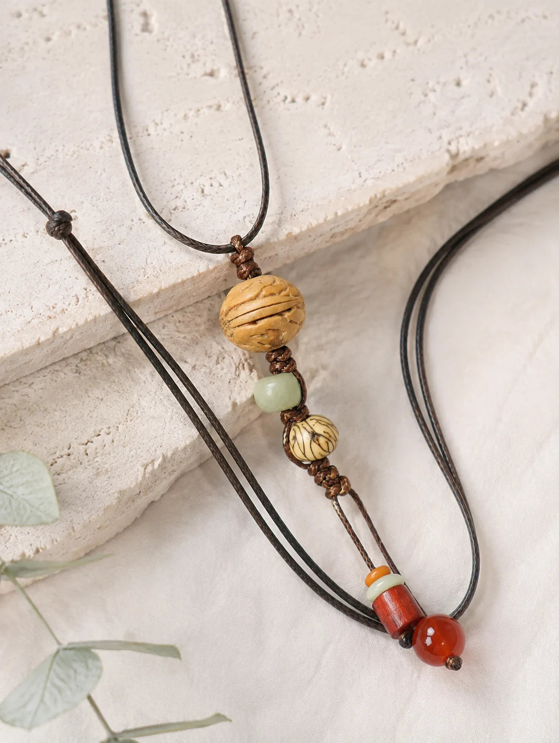 Textured Woodland Pendant Necklace — detail view