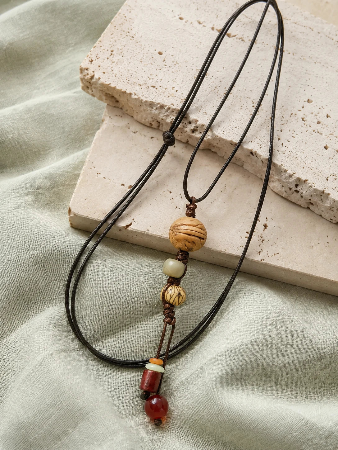 Textured Woodland Pendant Necklace — styled view