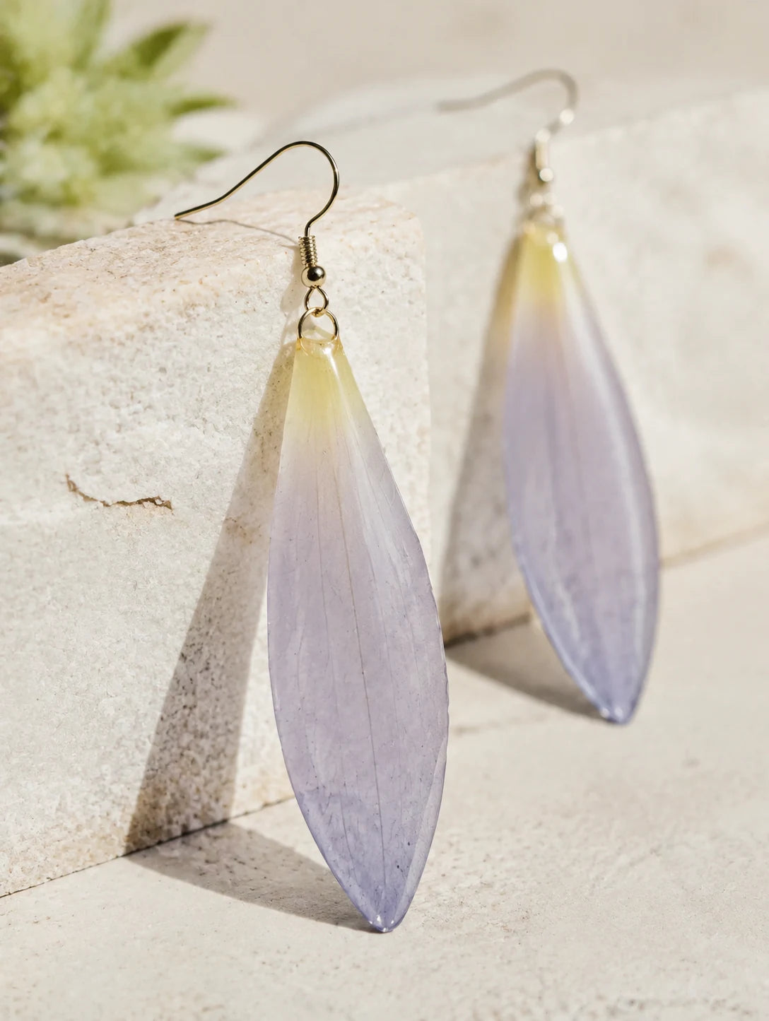 Layered Blush Petal Drop Earrings — detail view