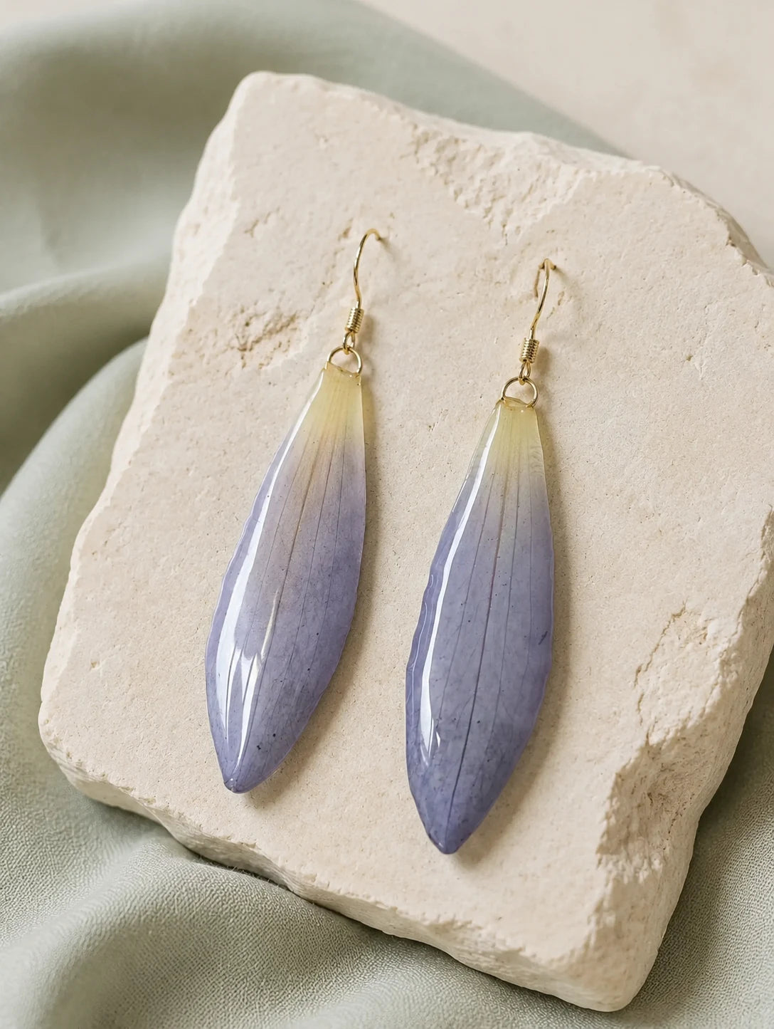 Layered Blush Petal Drop Earrings — styled view