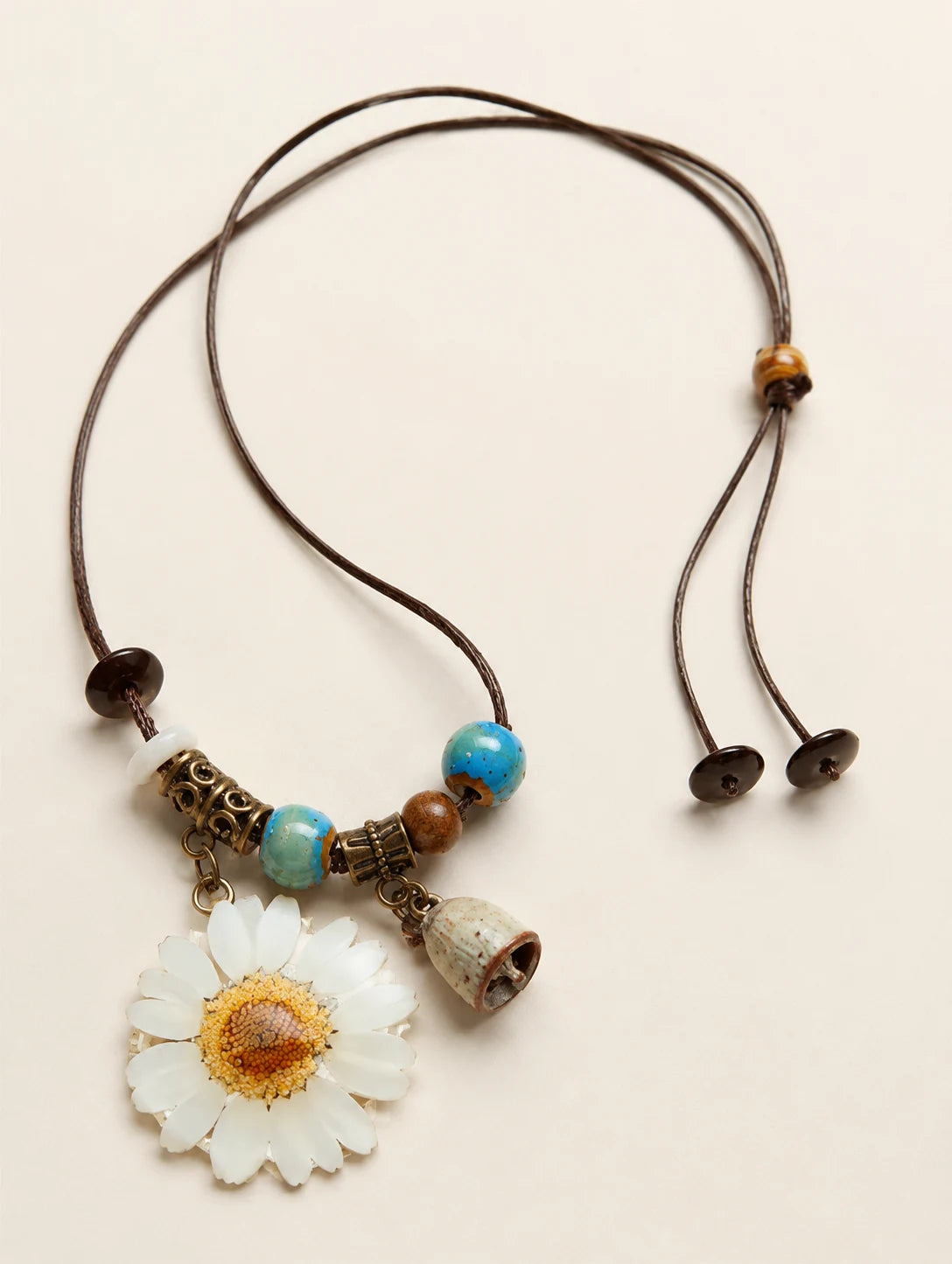 White Petal Token Necklace — second product angle